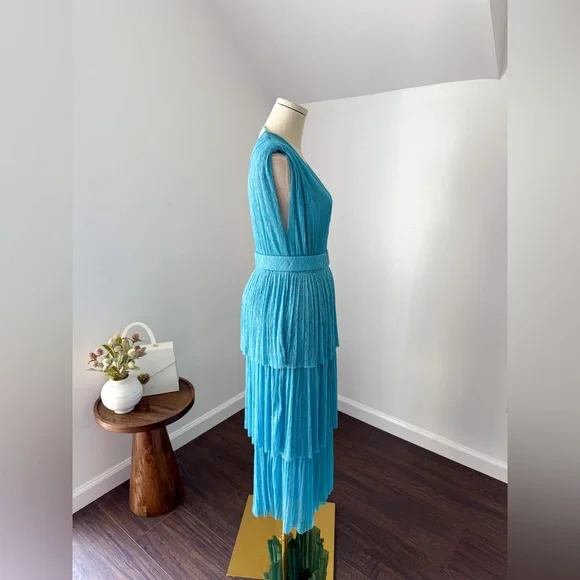 sabina musayev skylar metallic tiered mini dress Sabina Musayev Skylar Metallic Tiered Mini Dress - Blue